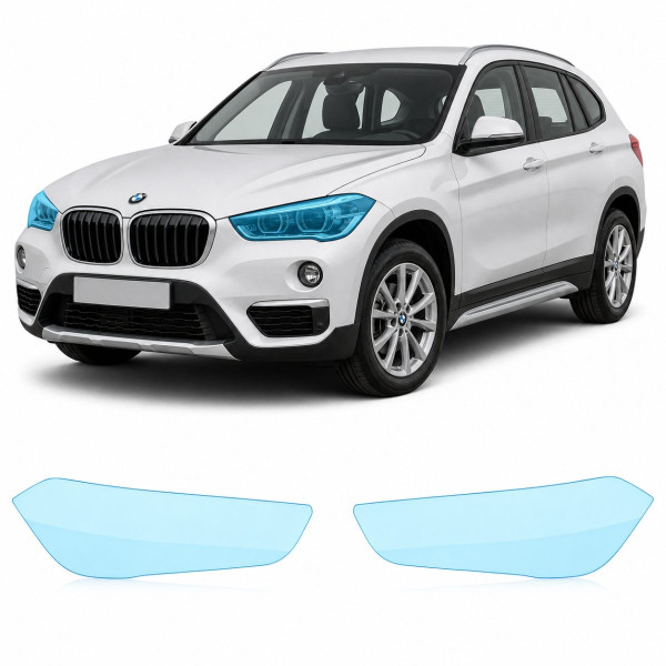 Антигравийная защитная бронепленка по лекалам для BMW X1 F48 2015-2022 - оптика (фары и ПТФ)