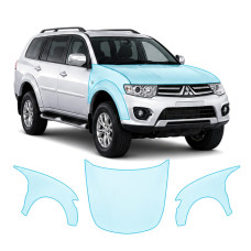 Антигравийная защитная бронепленка по лекалам для Mitsubishi Pajero Sport II 2015-2019 - капот и передние крылья