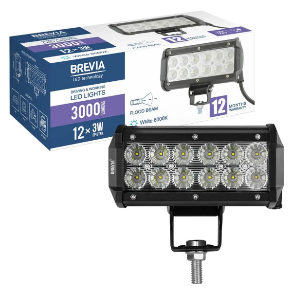 Світлодіодна додаткова LED фара Brevia Flood Алюмінієвий корпус (10712FX1)