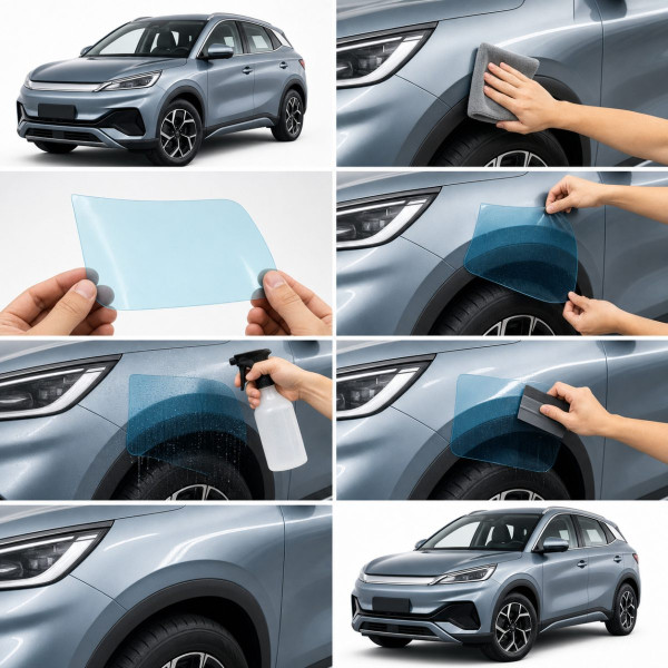 Антигравійна захисна бронеплівка за лекалами для BYD Atto 3 (Yuan Plus) I facelift 2025- капот і передні крила