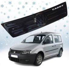 Зимова накладка на радіаторні грати Volkswagen Caddy 2004-2010 Глянець з Логотипом (Voron Glass)