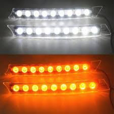 Денні ходові вогні ДХО / 250x25x35 мм / 0.5W*9SMD / Лінза з поворотом кристал ORION HP-L9W / Білі 2 шт