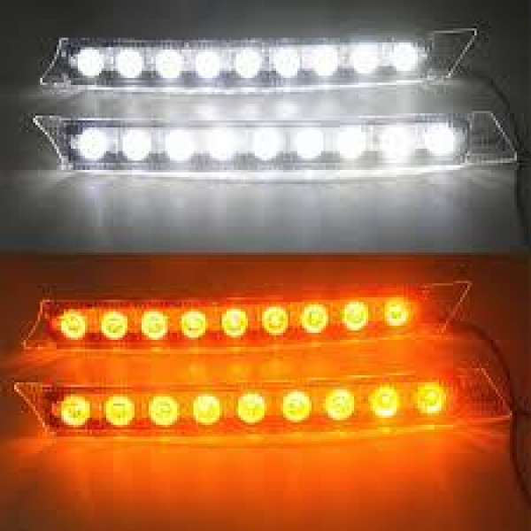 Денні ходові вогні ДХО / 250x25x35 мм / 0.5W*9SMD / Лінза з поворотом кристал ORION HP-L9W / Білі 2 шт