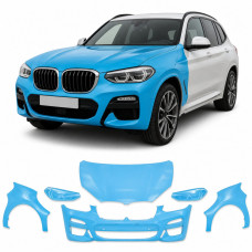 Антигравийная защитная бронепленка по лекалам для BMW X3 G01 2017-2021 - передняя часть авто (капот бампер фары крылья)