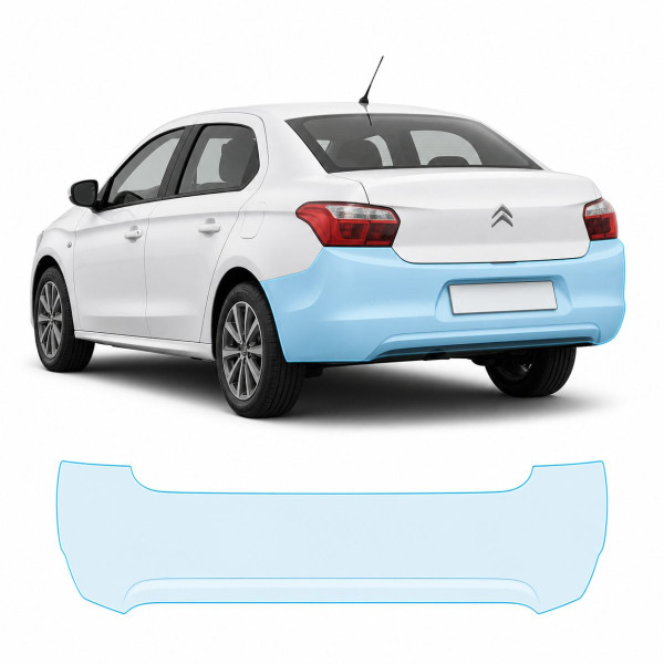 Антигравийная защитная бронепленка по лекалам для Citroen C-Elysee I facelift 2017-2022 - задний бампер