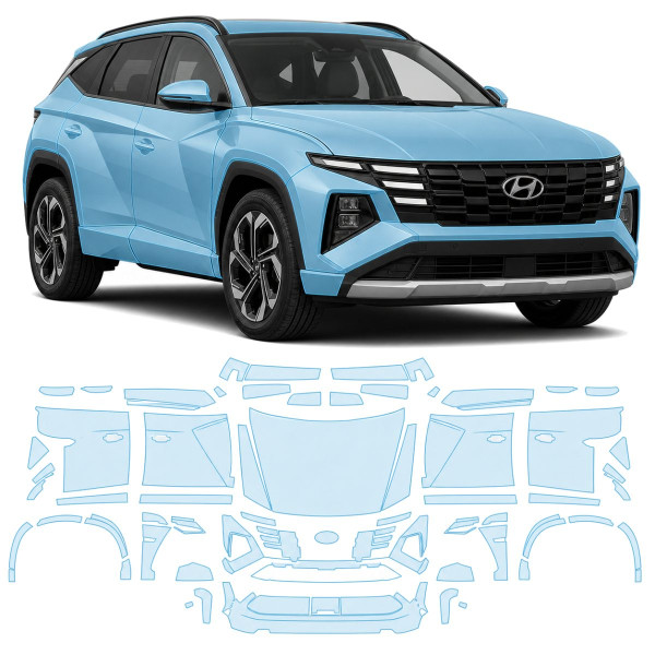Антигравийная защитная бронепленка по лекалам для Hyundai Tucson NX4 facelift 2024- полный кузов
