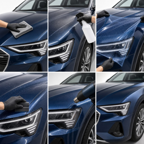 Антигравийная защитная бронепленка по лекалам для Audi e-tron GT J1 2021- нижняя зона кузова пороги