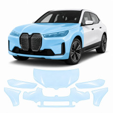 Антигравийная защитная бронепленка по лекалам для BMW iX I20 2021- передняя часть авто (капот бампер фары крылья)