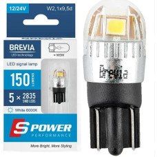 LED автолампа Brevia Spower 12/24V W5W 5x2835SMD 150Lm 6000K CANbus W2,1x9,5d 2 шт (10208X2)
