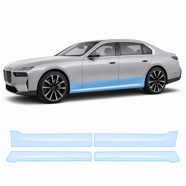 Антигравійна захисна бронеплівка за лекалами для BMW i7 G70 2022- нижня зона кузова та пороги