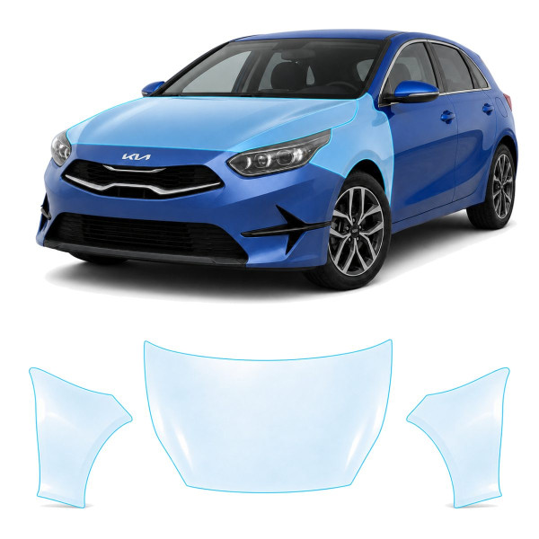 Антигравийная защитная бронепленка по лекалам для Kia Ceed CD facelift 2022- капот и передние крылья