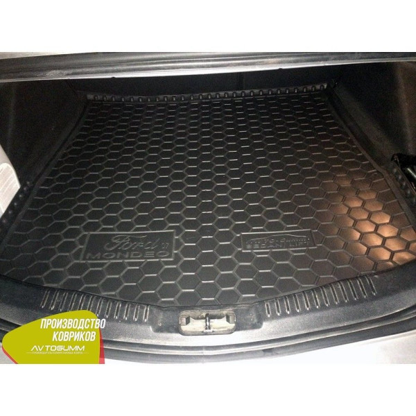 Автомобильный коврик в багажник Ford Mondeo 4 2007- Sd / Hb полноразмерная запаска / Резиновый (Avto-Gumm)