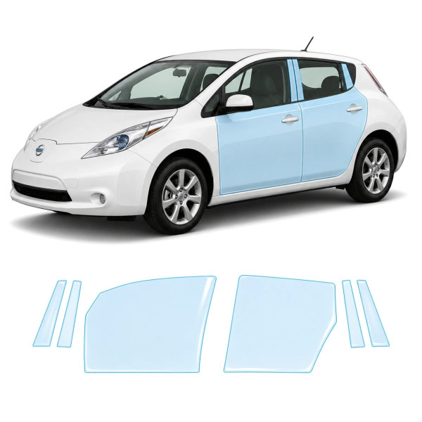 Антигравийная защитная бронепленка по лекалам для Nissan Leaf ZE0/ZE1 2010-2017 - зоны дверей и стойки окон