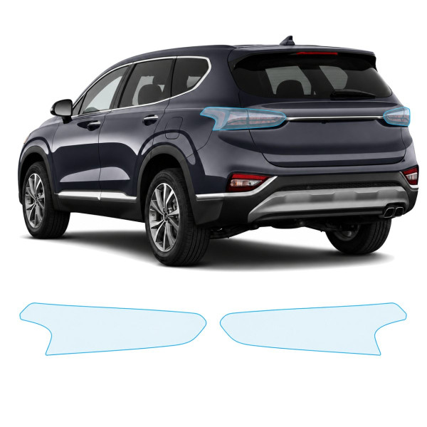 Антигравийная защитная бронепленка по лекалам для Hyundai Santa Fe TM 2018-2020 - задние фонари стопы