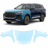 Антигравийная защитная бронепленка по лекалам для Chery Tiggo 8 Pro I facelift 2023- капот и передние крылья