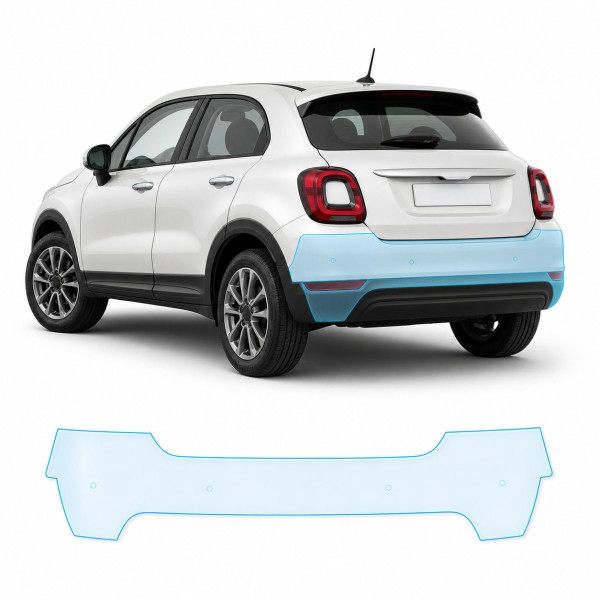 Антигравийная защитная бронепленка по лекалам для Fiat 500X I facelift 2019-2023 - задний бампер
