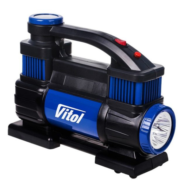 Автомобільний компресор Vitol 150psi 25Amp R15-R18 90л 2 циліндри шланг 1,0+5,0м клеми (K-70)