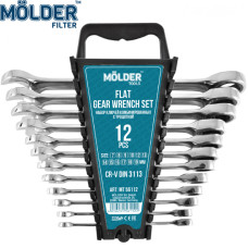 Набір ключів комбінованих Molder з тріскачкою 7-19 мм 10 шт Оригінал (MT56112)