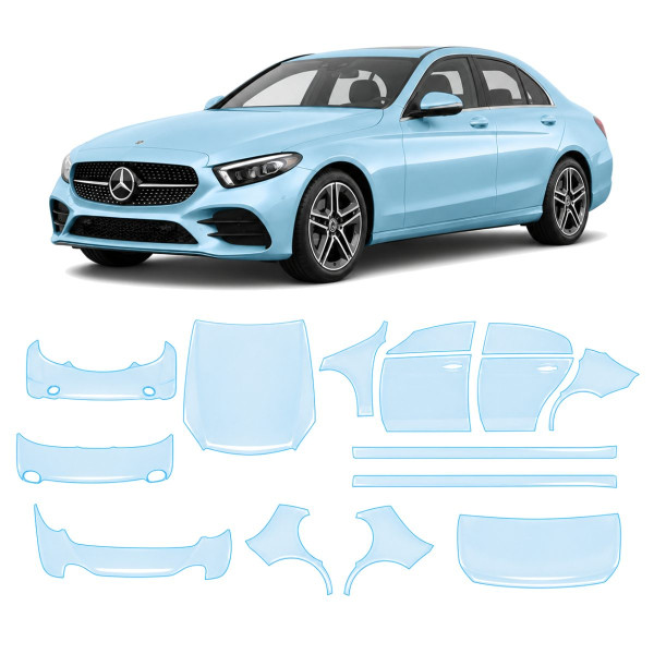 Антигравийная защитная бронепленка по лекалам для Mercedes-Benz C-Class W205 facelift 2018-2021 - полный кузов
