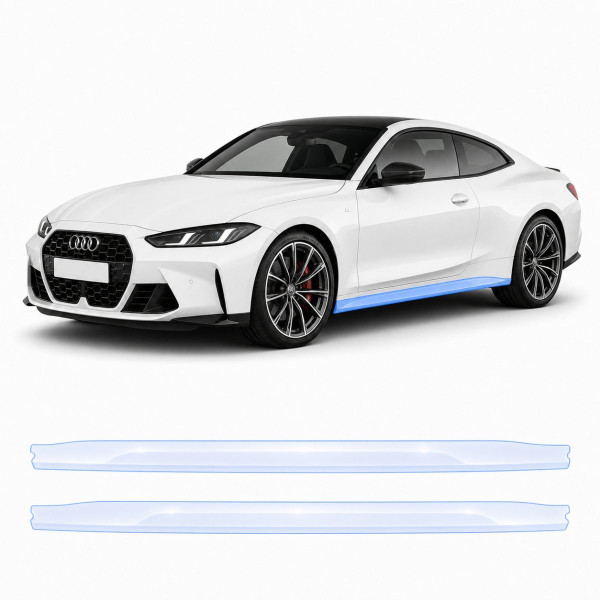 Антигравійна захисна бронеплівка за лекалами для BMW M4 G82/G83 facelift 2024- нижня зона кузова та пороги