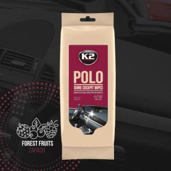 Салфетки влажные для очистки панели приборов K2 Polo Wipes 20х18 см (K420) 24 шт