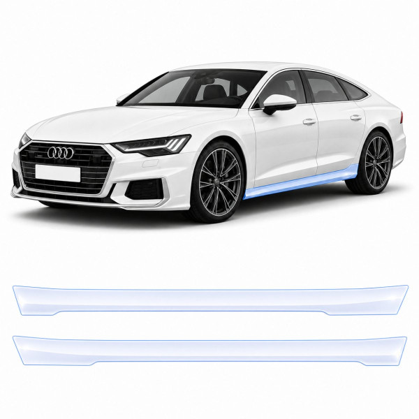 Антигравийная защитная бронепленка по лекалам для Audi A7 C8 facelift 2023-2025 - нижняя зона кузова пороги