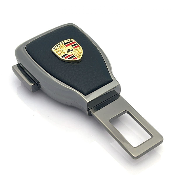 Заглушка переходник ремня безопасности с логотипом Porsche Темный хром 1 шт
