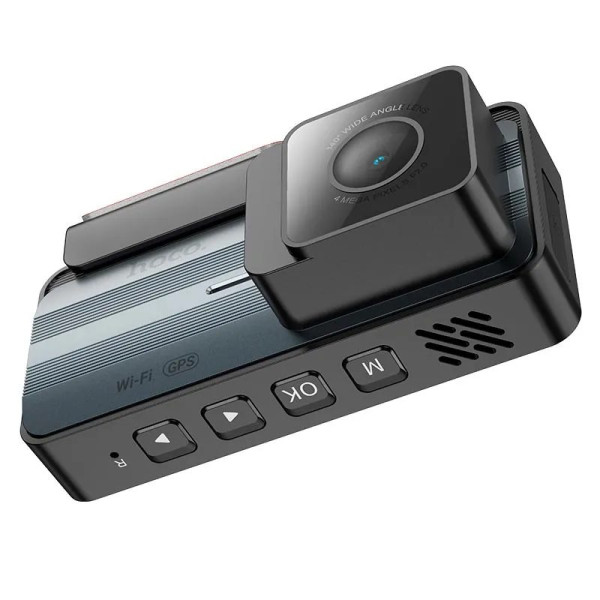 Видеорегистратор Hoco DV12 с задней камерой (GPS, WiFi, 2K, 3,69" дисплей, парковочный режим, циклическая запись, microSD, G-сенсор, ночной режим)