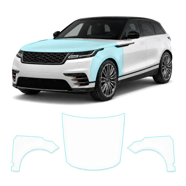 Антигравійна захисна бронеплівка за лекалами для Land Rover Range Rover Velar L560 2017-2020 - капот і передні крила