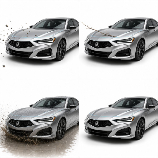 Антигравийная защитная бронепленка по лекалам для Acura TLX II 2021 - нижняя зона кузова пороги