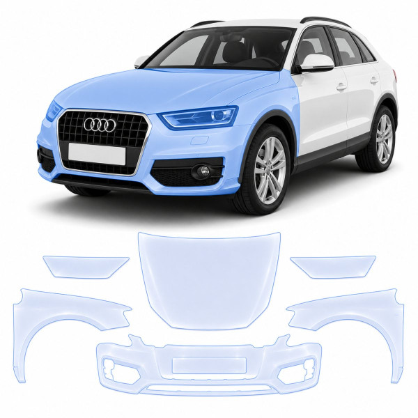 Антигравійна захисна бронеплівка за лекалами для Audi Q3 8U 2011-2018 - передня частина авто (капот бампер крила))