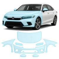 Антигравийная защитная бронепленка по лекалам для Honda Civic XI 2021- передняя часть авто (капот бампер фары крылья)