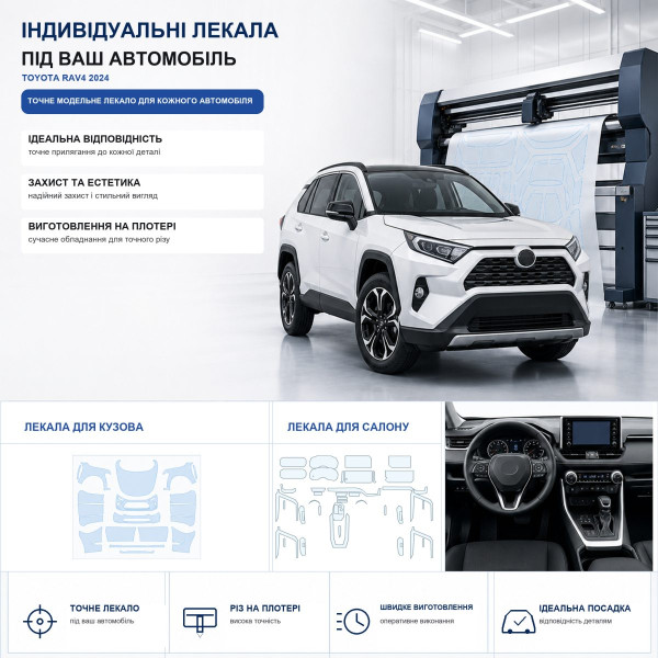Набір Плівок захисних для салону Toyota RAV4 V (XA50) 2018-2025 TPH (Кансолі Дисплея Ручок) Тип 1