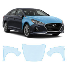 Антигравійна захисна бронеплівка за лекалами для Hyundai Sonata LF facelift 2017-2019 - капот і передні крила