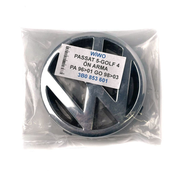 Эмблема для Volkswagen Golf 4 Passat B5 115 мм вставная Плоская (3B0 85 601)