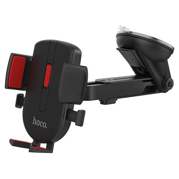 Автодержатель для телефона HOCO "CAD01" на присоске жесткая ножка Black/Red