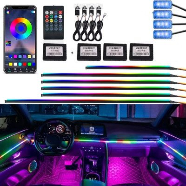 LED Підсвічування Салон неоновий RGB Ambient light 12V Bluetooth (Набір 14 в 1)