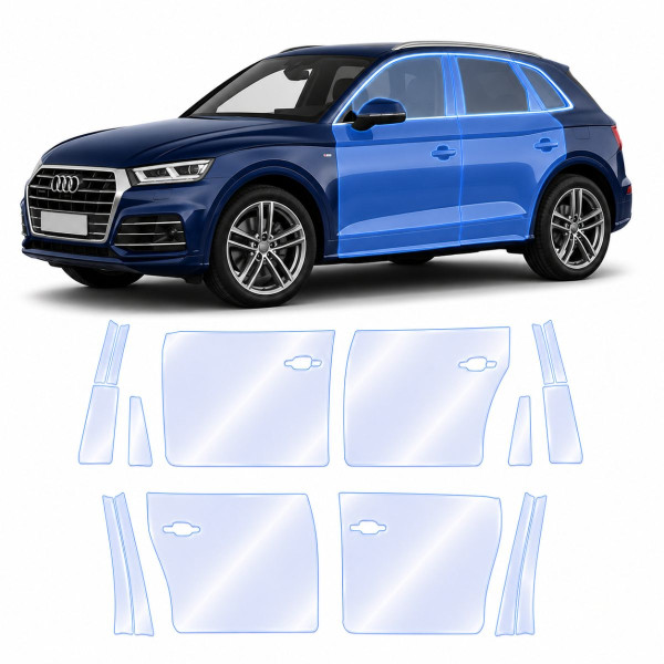 Антигравийная защитная бронепленка по лекалам для Audi Q5 FY 2017-2020 - зоны дверей и стойки окон