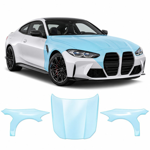 Антигравийная защитная бронепленка по лекалам для BMW M4 G82/G83 2020-2024 - капот и передние крылья