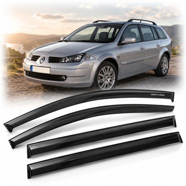 Дефлекторы окон ветровики для Renault Megane II 2002-2009 Универсал Voron Glass