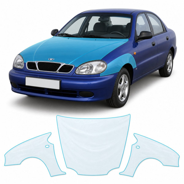 Антигравийная защитная бронепленка по лекалам для Daewoo Lanos T100 1997-2017 - капот и передние крылья