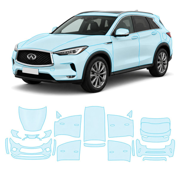 Антигравийная защитная бронепленка по лекалам для Infiniti QX50 J55 2019- полный кузов
