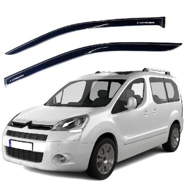 Дефлектори вікон ветровики для Citroen Berlingo II 2008-2018 Скотч 3M 2 шт Voron Glass