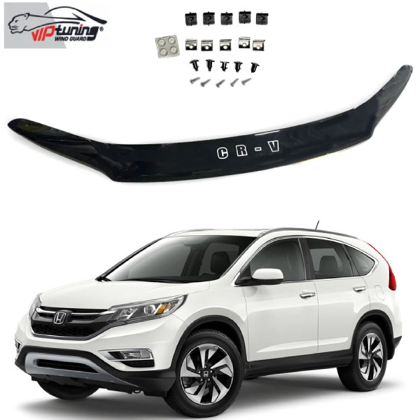 Дефлектор капота мухобойка Honda CR-V 2010-2012 Евро Крепление (Vip Tuning) HD28