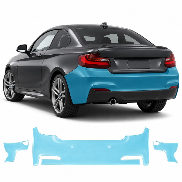 Антигравийная защитная бронепленка по лекалам для BMW 2 Series F22 2014-2021 - задний бампер