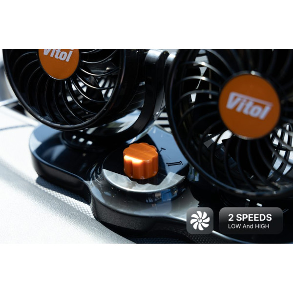 Автомобильный вентилятор Vitol 4" 24V 10W на подставке двойной две скорости две регулировки (HX-T304-1)