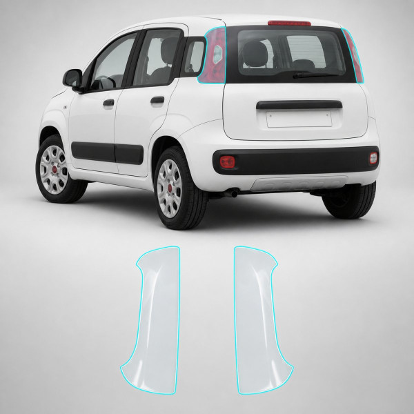 Антигравийная защитная бронепленка по лекалам для Fiat Panda III 2011-2024 - задние фонари стопы