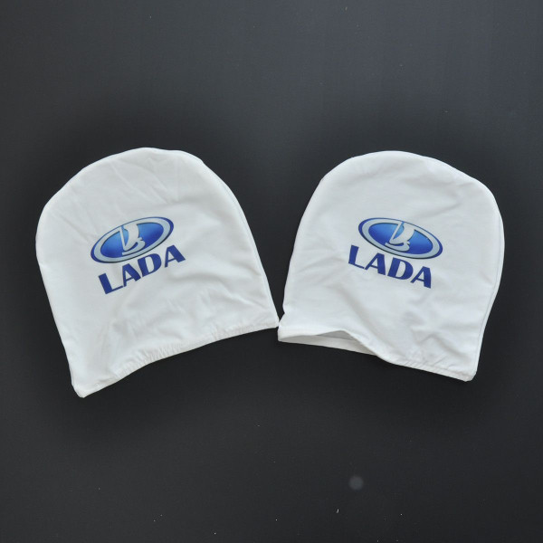 Чехлы для подголовников Универсальные Lada Белые Цветной логотип 2 шт