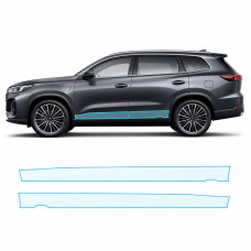 Антигравийная защитная бронепленка по лекалам для Chery Tiggo 8 Pro Max (PHEV) I 2024- нижняя зона кузова пороги