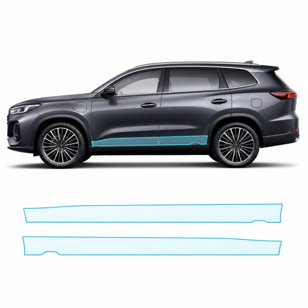 Антигравійна захисна бронеплівка за лекалами для Chery Tiggo 8 Pro Max (PHEV) I 2024- нижня зона кузова пороги